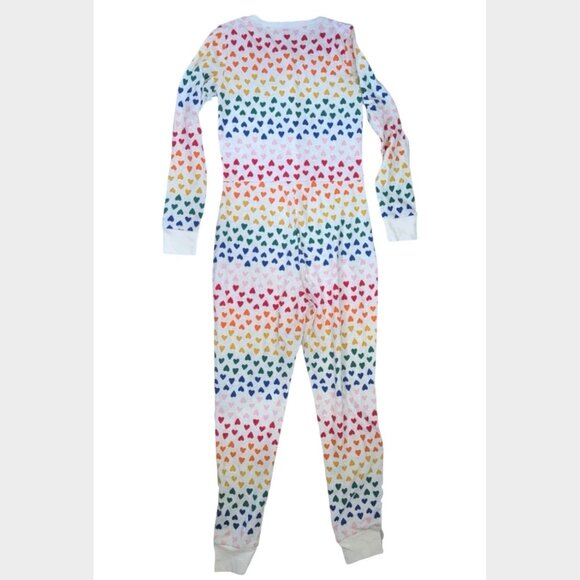 Old Navy Womens One Piece Pajama Size Small Rainbow Hearts Waffle Weave - New - Picture 2 of 4